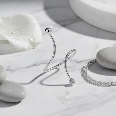 Imagem de Anel prata 925 regulavel bolinha ponto de luz Zircônia Redonda Cristal Fabro Saints