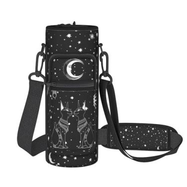Imagem de Bolsa tiracolo para garrafa de água gótica para copos de 740 g/947 ml, bolsa de transporte ajustável de neoprene para garrafa de água, bolsa térmica com alça de ombro e bolso para telefone - presentes