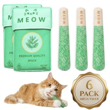 Imagem de Cotkkstt Pacote com 6 brinquedos de erva de gato, formato engraçado de pré-rolo para alívio da ansiedade do gato. Brinquedos orgânicos para dentição de gatos e gatos para gatos em ambientes internos