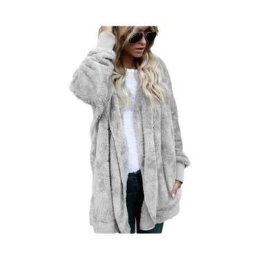 Imagem de Cardigan Feminino Oversized Com Capuz De Moletom Manga Longa Quente Pa