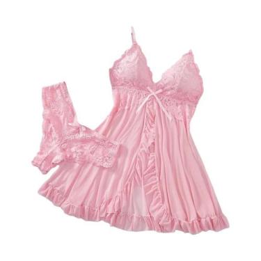 Imagem de Conjunto De Lingerie Feminina Sensual Com Sutiã De Renda, Camisola Fin