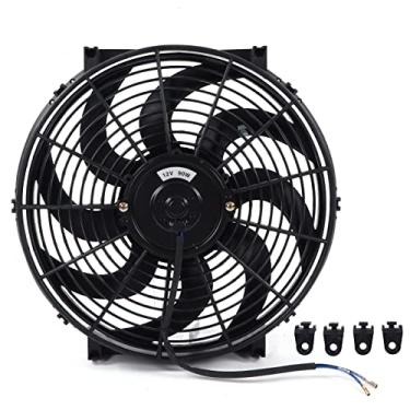 Imagem de Leapiture 14in 12v 90w kit de montagem do ventilador de refrigeração do radiador elétrico ventilador fino push pull universal ventilador do radiador estável para peças do carro