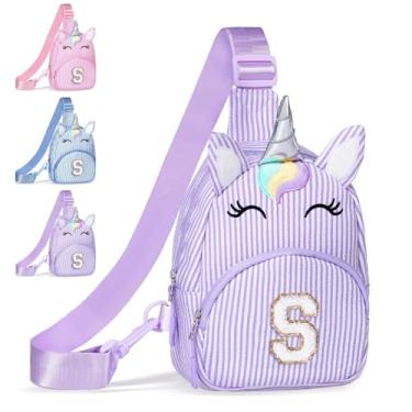 Imagem de COSHAYSOO Pochete de cintura pequena com alça ajustável com patch de letra inicial para mulheres, adolescentes, meninas, viagens, academia, caminhada, bolsa de viagem transversal, bolsa moderna, Roxo