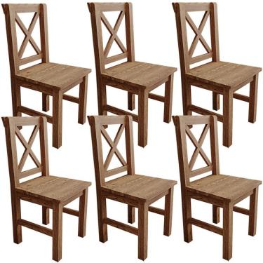 Imagem de Kit 06 Cadeiras Rústica Dalla Madeira Maciça W02 Imbuia