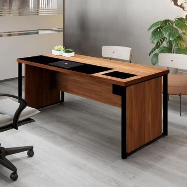Imagem de Escrivaninha Mesa Escritório Diretor 200cm com Caixa de Tomadas e Port