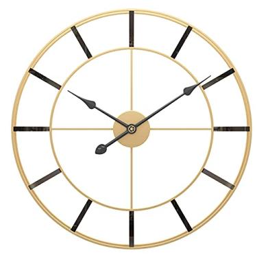 Imagem de SLGGPJBU Relógio de parede vintage grande silencioso redondo de metal silencioso sem tique-taque operado por bateria relógios de parede de cozinha para casa, escritório, interior, jardim ao ar livre