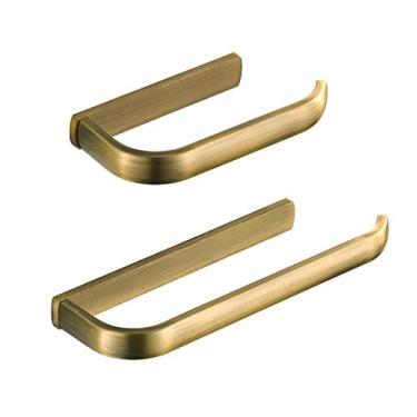Imagem de Barra de toalha de banho cobre latão escovado suporte de papel higiênico conjunto de barra de toalha, acessórios de banheiro dourado, suporte de rolo de papel higiênico toalheiro (um conjunto)