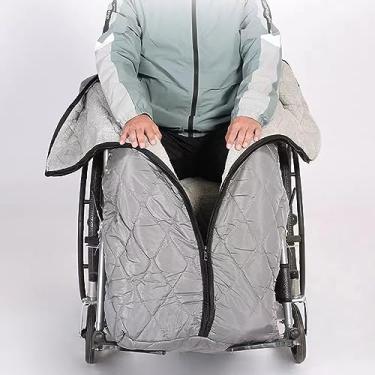 Imagem de Cobertor para aquecedor de cadeira de rodas, capa aconchegante forrada de lã grossa macia e quente com zíper, ajuste universal para cobrir pernas e parte inferior do corpo