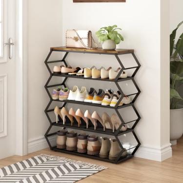 Imagem de Sapateira Organizadora Hall de Entrada Plegável, Sapateira 5 Andares Vertical Compacta, Ideal para Tênis, Sapatos e Chinelos,Design Prático e Moderno para Quarto, Entrada ou Lavanderia