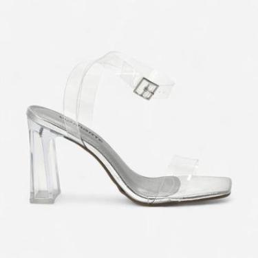 Imagem de Sandália Via Marte Salto Alto com Transparência Prata-Feminino