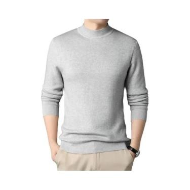 Imagem de Suéter Masculino De Cor Sólida Para Outono E Inverno, Pulôver De Gola 