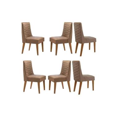 Imagem de Kit 6 Cadeiras Sala Jantar Dafne 6 Un Madeira Capuccino/Suede Capuccino - Rufato