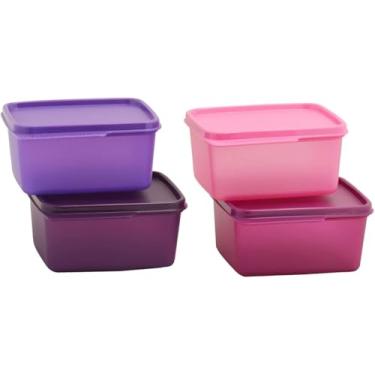 Imagem de Tupperware Conjunto de recipientes de plástico Keep Tab, 500 ml, conjunto de 4, multicolorido