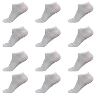 Imagem de Kit 12 Pares Meias Masculina Soquete Socks Cano Curto Médio Branca Pre