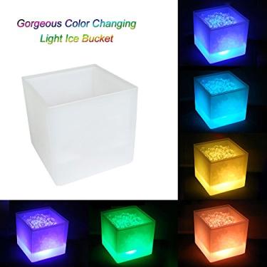 Imagem de Balde de Gelo com Luz LED Mudança Automática Cor Bateria Alta Capacidade e Resistente à Água IP65 para Casa Festa Clube Restaurante Pub