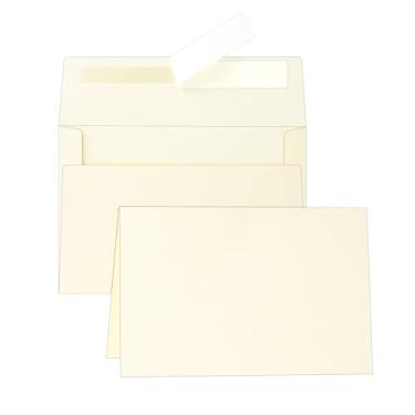 Imagem de Silunkia 100 pacotes de cartões de felicitações em branco creme, com envelopes, 13 x 18 cm, cartolina marfim pesada dobrada e envelopes A7 para impressão para convites DIY, festa de aniversário, chás