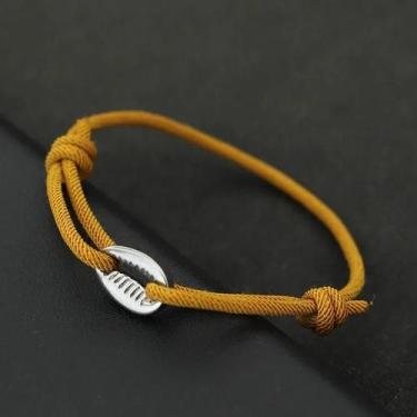 Imagem de Pulseira De Macramê Ajustável Para Homens, Corda Trançada Com Concha P
