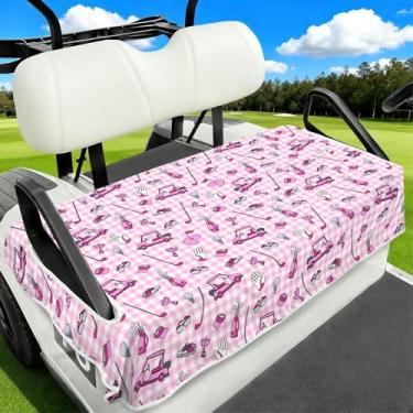 Imagem de Capas de assento de carrinho de golfe, acessórios de carrinho de golfe, toalhas de assento de carrinhos de golfe rosa para mulheres, capas de assento de golfe fofas para carros de clube e mais