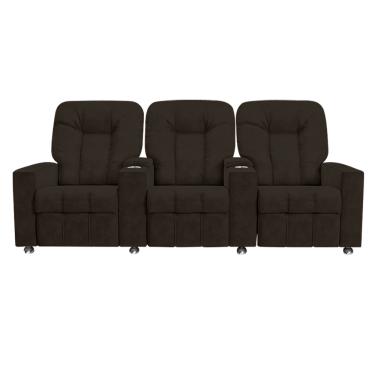 Imagem de Poltrona Reclinável Para Cinema 3 Lugares Sora Veludo Marrom FH1 - D'Rossi