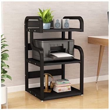 Imagem de Suporte de impressora de 3 camadas, armazenamento de impressora com estrutura de metal com pés antiderrapantes, mesa de impressora para casa e escritório, prateleira de impressora de chão
