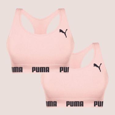 Imagem de Kit Com 2 Tops Puma Nadador Sem Costura E Sem Bojo Fitness Fit Para Academia Corrida Treino-Feminino