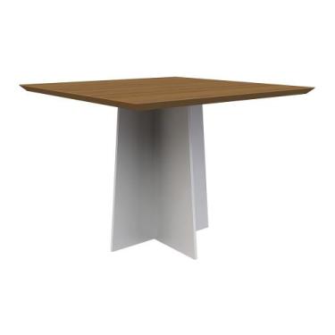 Imagem de Mesa de Jantar Quadrada Tina 100 cm Imbuia Base Off White - D'Rossi - 