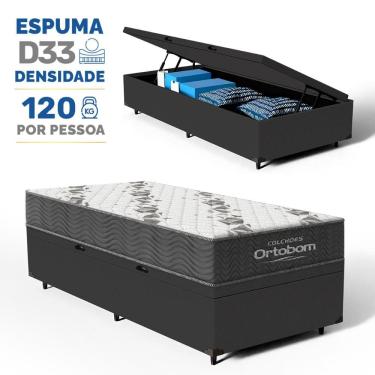 Imagem de Cama Box Baú com Colchão Ortobom de Espuma D33 Airtech 100 Solteiro 78cm