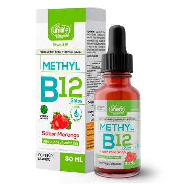 Imagem de Vitamina B12 Methyl Em Gotas Unilife Sabor Morango 30 Ml