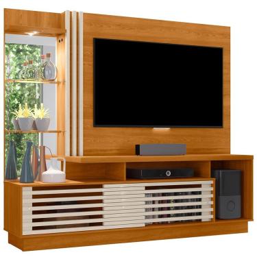 Imagem de Estante Painel Para Tv 60 Pol 200cm Com Led E Espelho Vitti M07 Cinamomo Off White - Lyam Decor