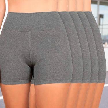 Imagem de Kit c/ 5 SHORTS Legging BASICA 2 Cintura Alta Fitness Treino Casual Preto Cinza 1125-Feminino