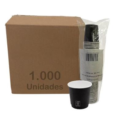 Imagem de Copo Papel Preto 110ml Biodegradável Térmico C/1000 - FNS