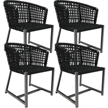 Imagem de Kit 04 Cadeiras Para Área Gourmet Cozinha Belize D04 Preto - LYAM DECO
