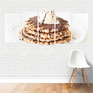 Imagem de Quadro Alimentos Comidas Waffles Gofre Chocolate Doce Canvas
