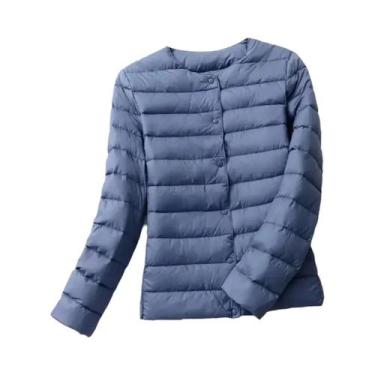 Imagem de Casaco Feminino Leve De Plumas Com Gola O Ou Gola V, Jaqueta Puffer Ac