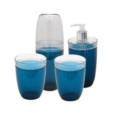 Imagem de kit higiênico para lavabo 4 peças, porta escovas, sabonete líquido cot