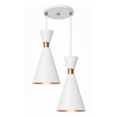 Imagem de Pendente Lustre Luminária Mini Pequim 24cm Branco Duplo - Iluminar Amb