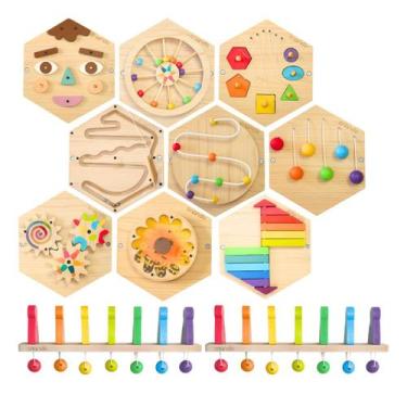Imagem de Kit Painel Sensorial Colméia e Efeito Dominó 11 peças Brinquedos Educa