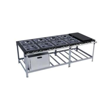 Imagem de Fogão Industrial 8 Bocas 40X40 com Chapa e Forno Luxo Metalmaq