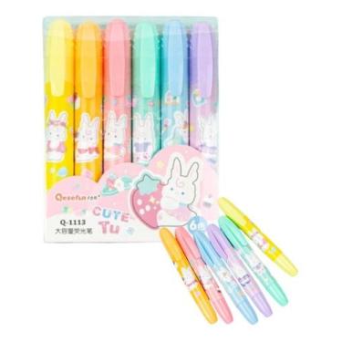 Imagem de Kit Marca Texto Com 6 Caneta Jumbo Coelho Escolha + Brinde!! - SOU MAI