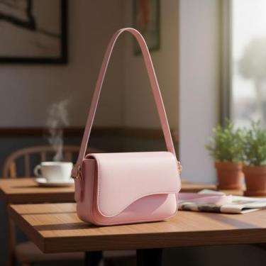 Imagem de Bolsa Pequena Transversal Com Flap Ondulado De Ombro - JS Bolsas, Rosa