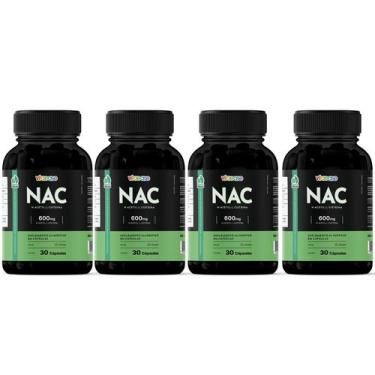 Imagem de NAC 600mg  N-acetil-L-cisteína  30 Cápsulas  Vitaease, 4 Potes 120 Cáp