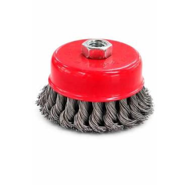 Imagem de Escova copo aço carbono trançada 4 pol. 100mm m14 ômega - OMEGA