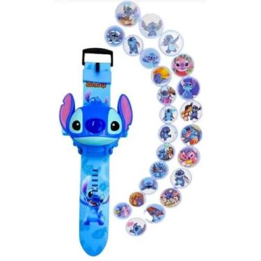 Imagem de Brinquedo Relógio Stitch Azul Projeta Imagens 3D Infantil - Genérica