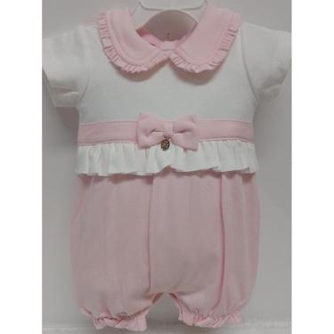 Imagem de Macacão Malha Luxo Algodão Bebê Menina Babado Lessababy 9367-Feminino