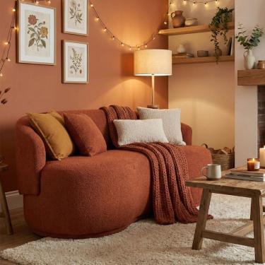 Imagem de Namoradeira Decorativa Sala Estar Orgânica Beatriz Boucle Terracota - Montanaris Decor