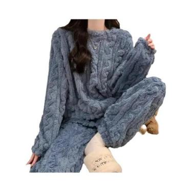 Imagem de Conjunto De Pijama Feminino De Flanela Grossa E Quente Para Inverno, L