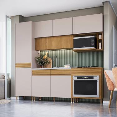 Imagem de Cozinha Modulada Completa Bp Mdp 6 Peças com Pé Organic Sand/Marrom