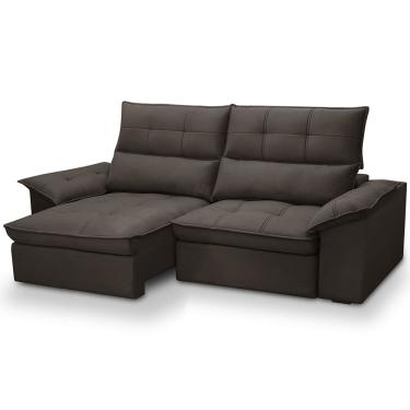 Imagem de Sofá 3 Lugares Retrátil Reclinável Para Sala 230cm Giotto F04 Veludo Marrom Escuro - Lyam Decor