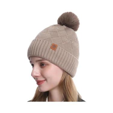 Imagem de Gorro De Malha Unissex Com Forro De Lã, Gorro De Inverno Quente De Cam