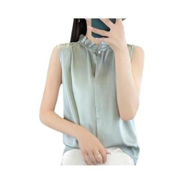 Imagem de Camisa Feminina Sem Mangas De Renda Francesa, T-Shirt Versátil De Esti